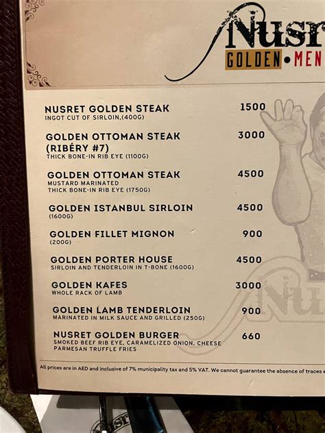 "The menu at Nusr-et is limited and absurdly expensive, even by New York City steakhouse standards," Stein wrote, joining the club of critics unhappy with the price. . Nusr et menu